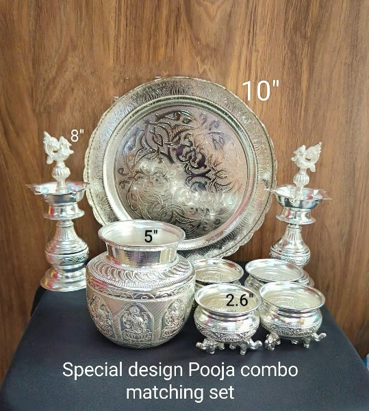 German Silver Combo Pooja thali Set