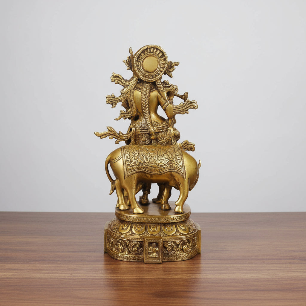 Brass Fully Carved Krishan Playing Statue for Home Decor/Gift Item/Temple
