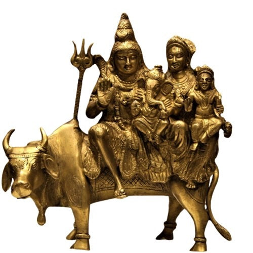 Shiv Family/Parivar on Nandi Bull Statue/Idol/Home Decor/Gift Item/Statue for Temple