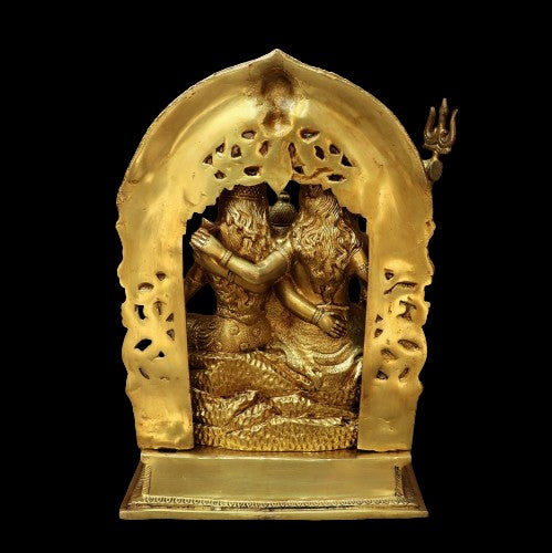 Brass Shiv Parivar Statue/Idol for Home Decor/Gift Item for Temple/Shiv Family, Gold