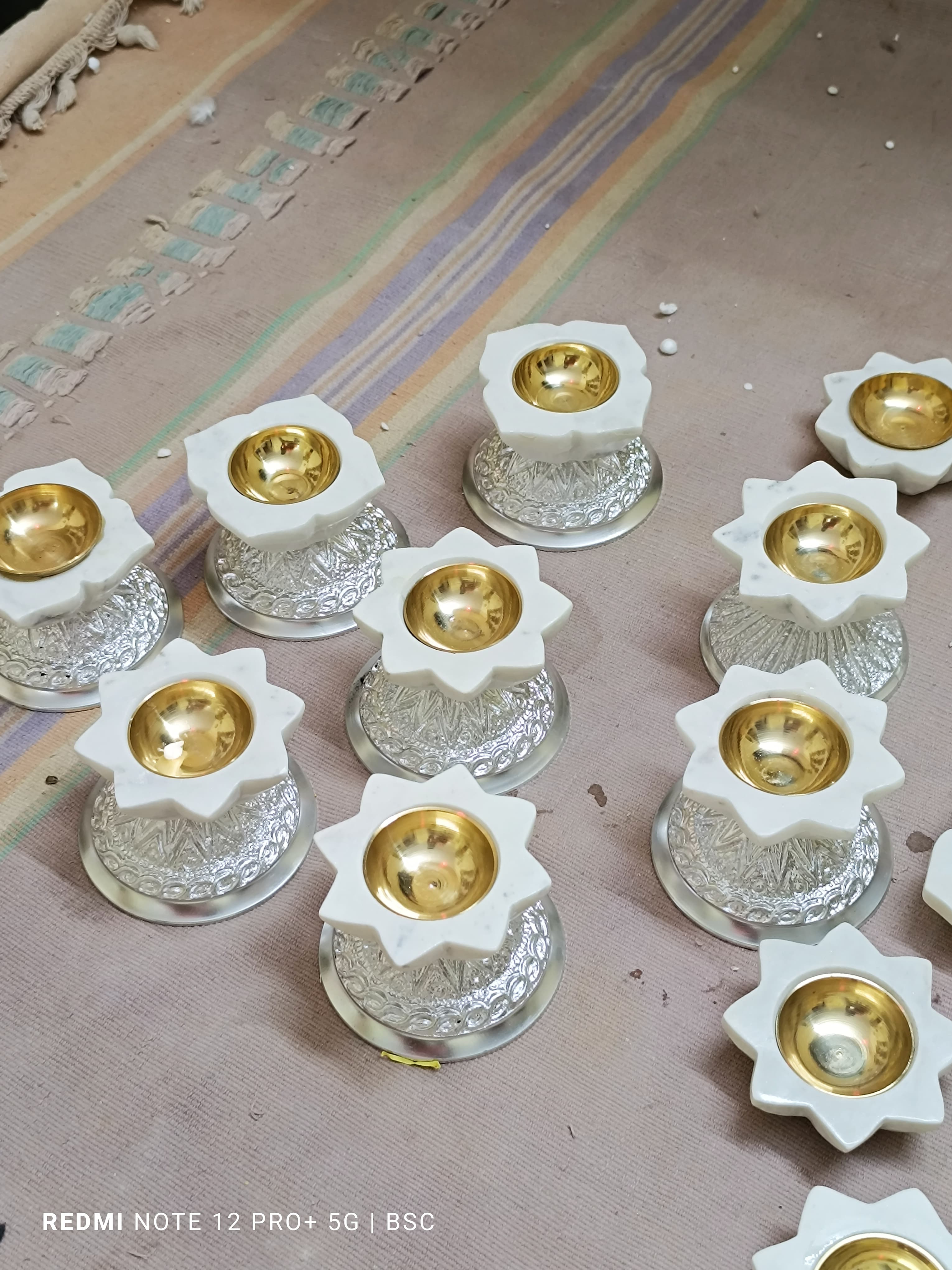 Set of 3 White Marble Star Shape Tea Light Holder
