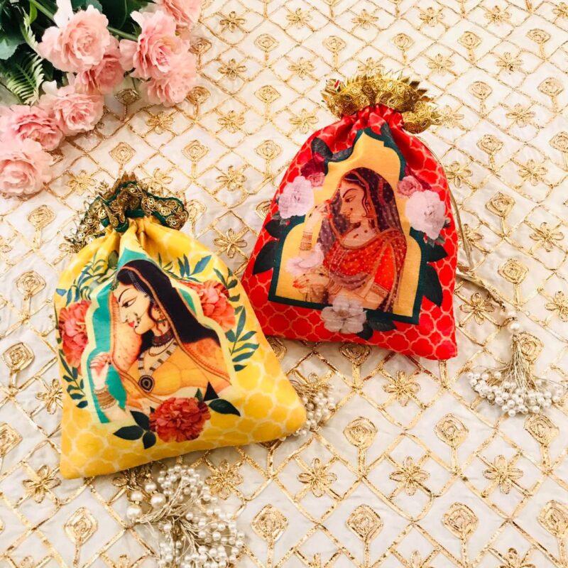 customize beautiful potli bags combo set of 10 pieces, size : 9" x 7"