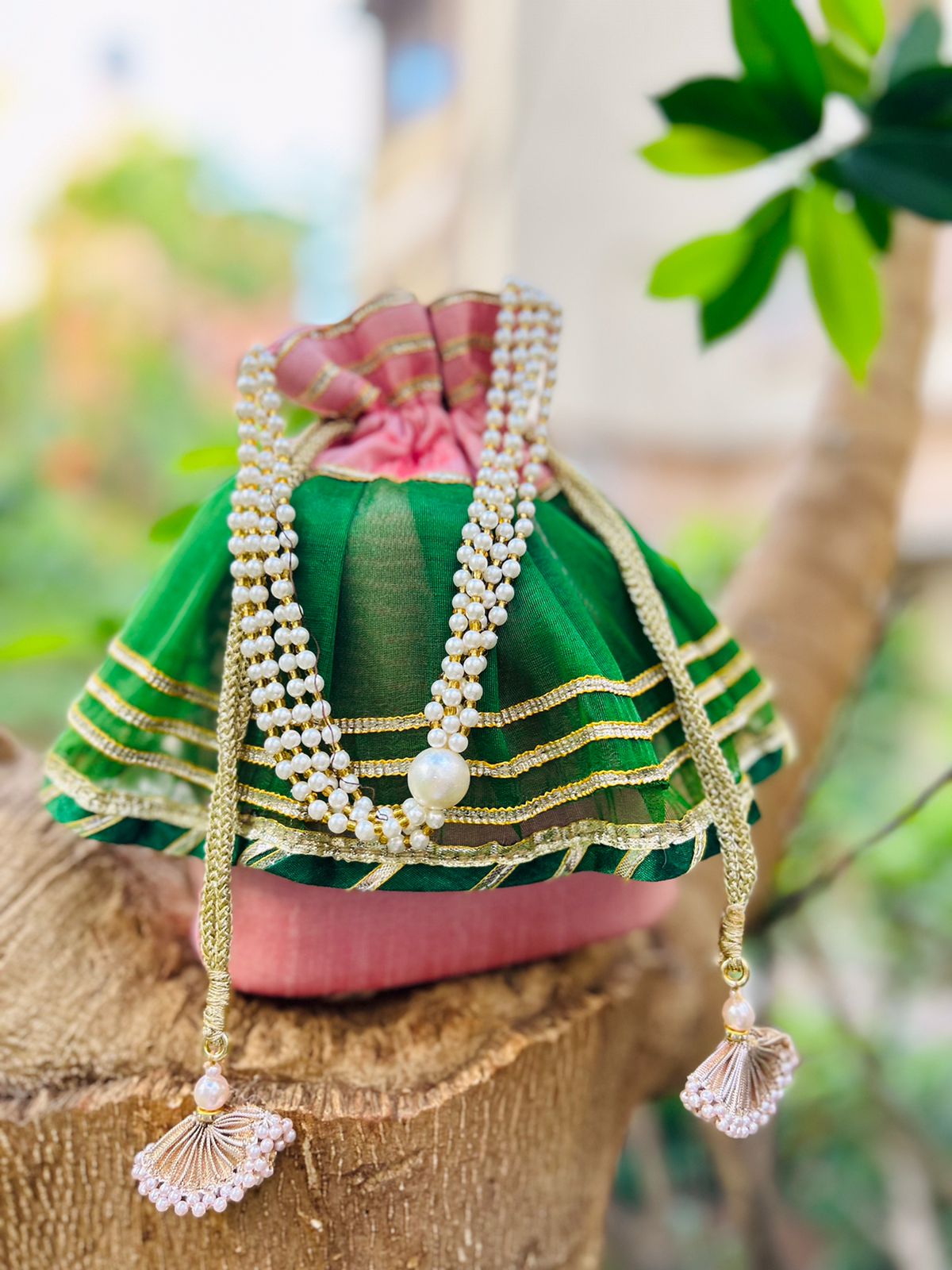 give away gota frill potli bags set of 10 pieces for wedding/festivals/house warming