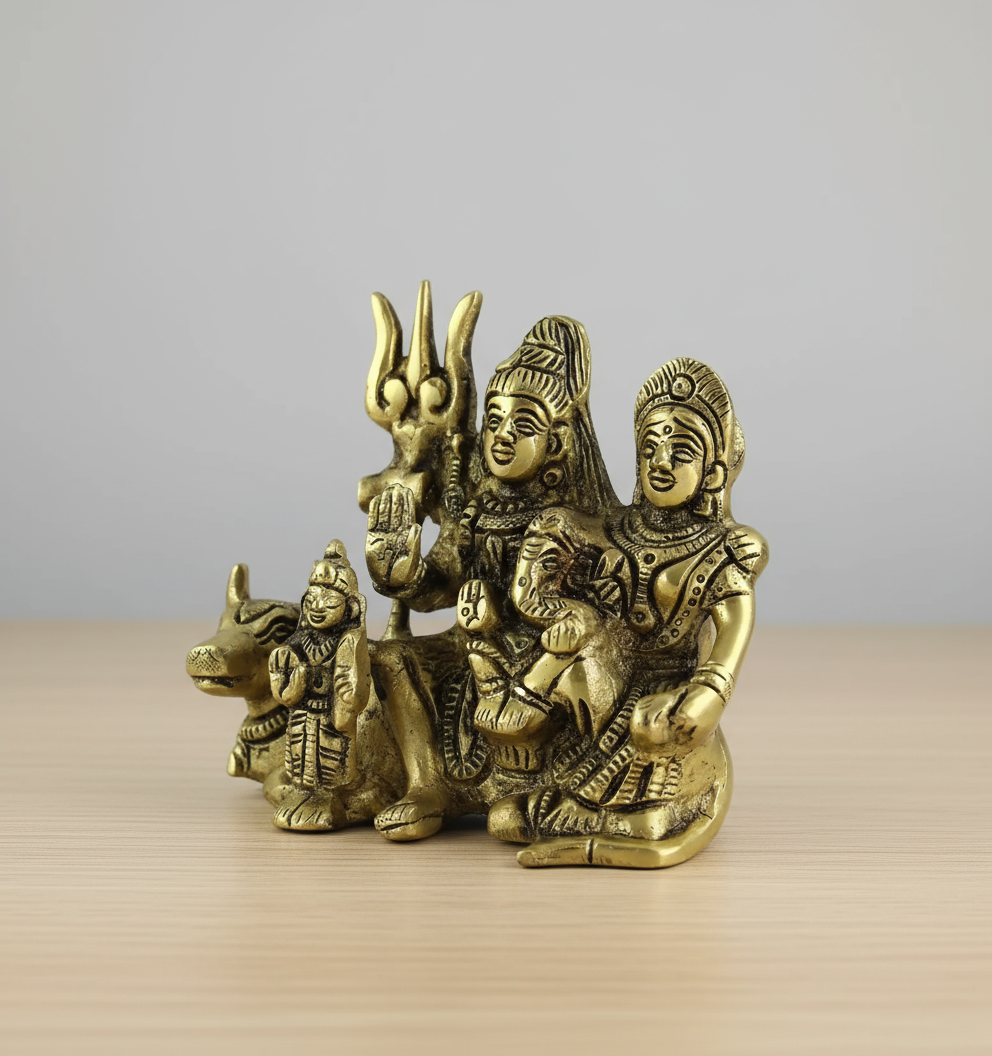 Small Size Brass Shiv parivar Statue/Idol for Temple Home/Office/Gift Item