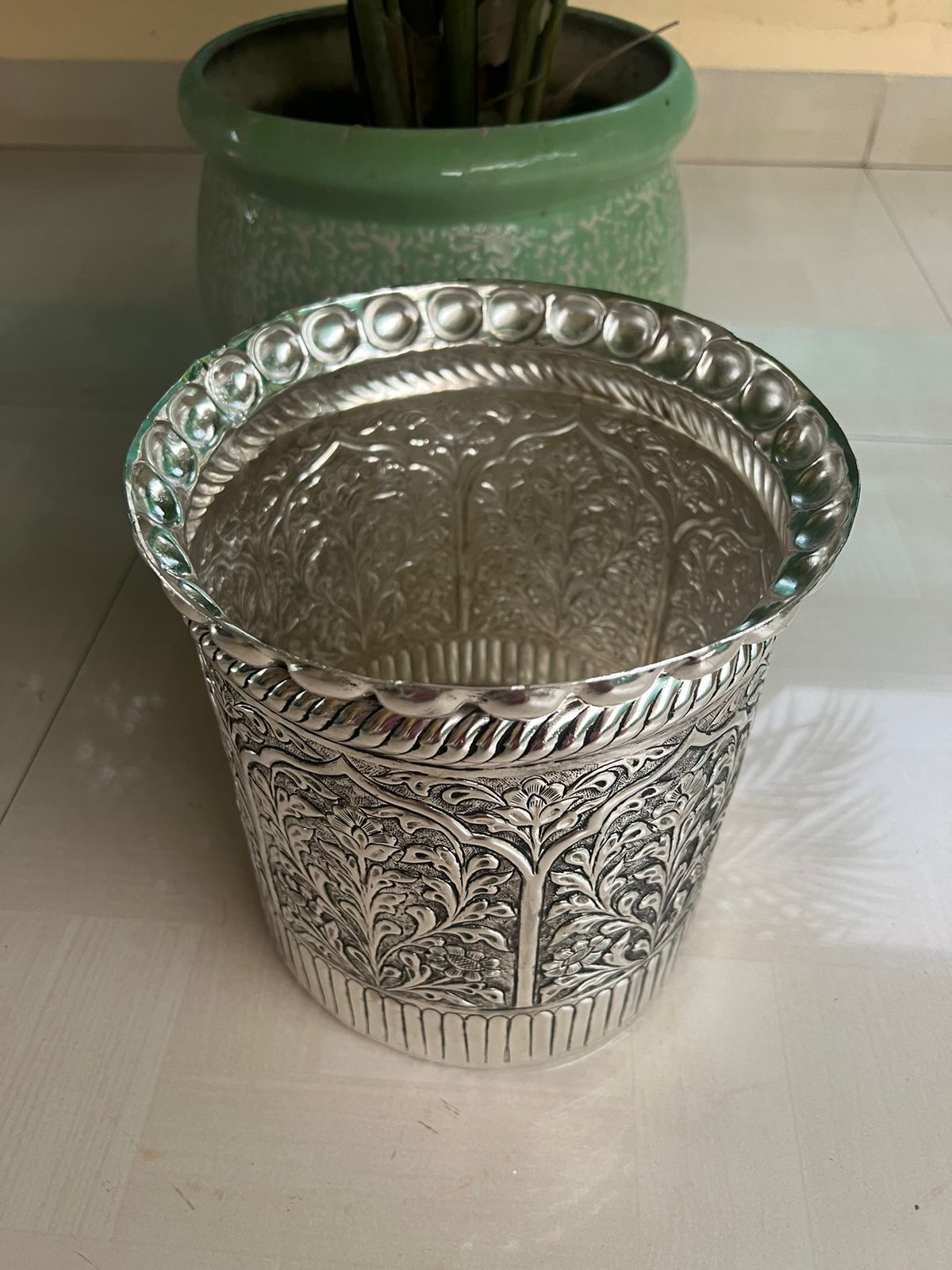 German silver Kuber Kuncham big size/cylindrical Container