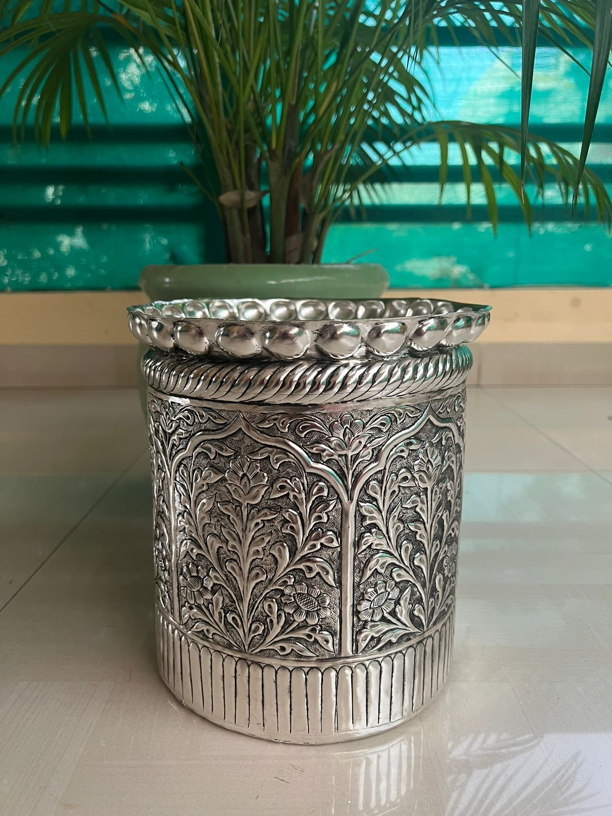 German silver Kuber Kuncham big size/cylindrical Container