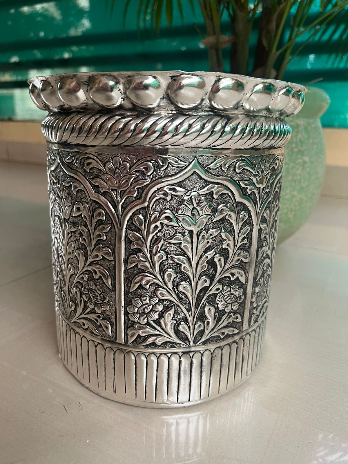 German silver Kuber Kuncham big size/cylindrical Container