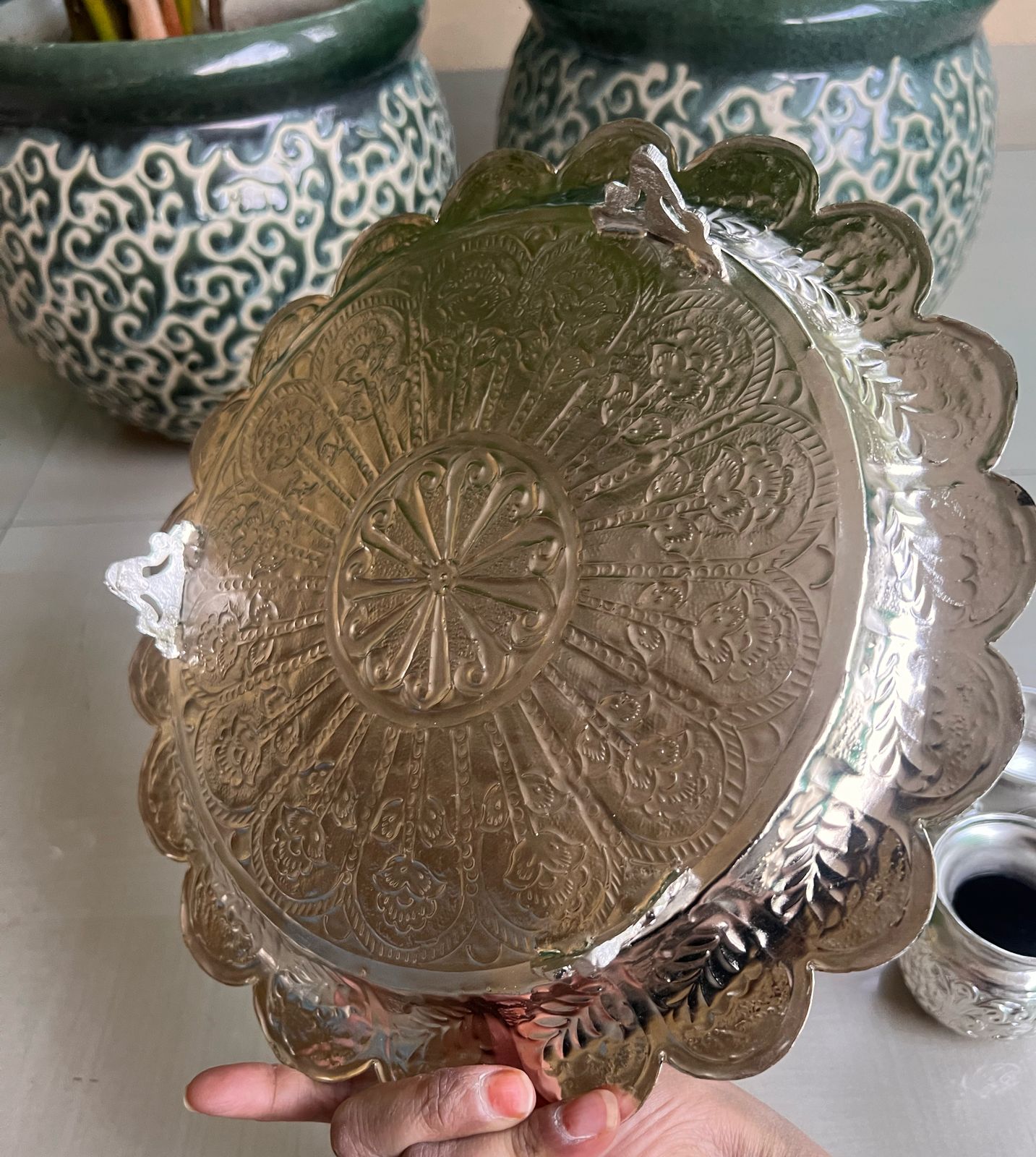 German Silver Pooja thali Set