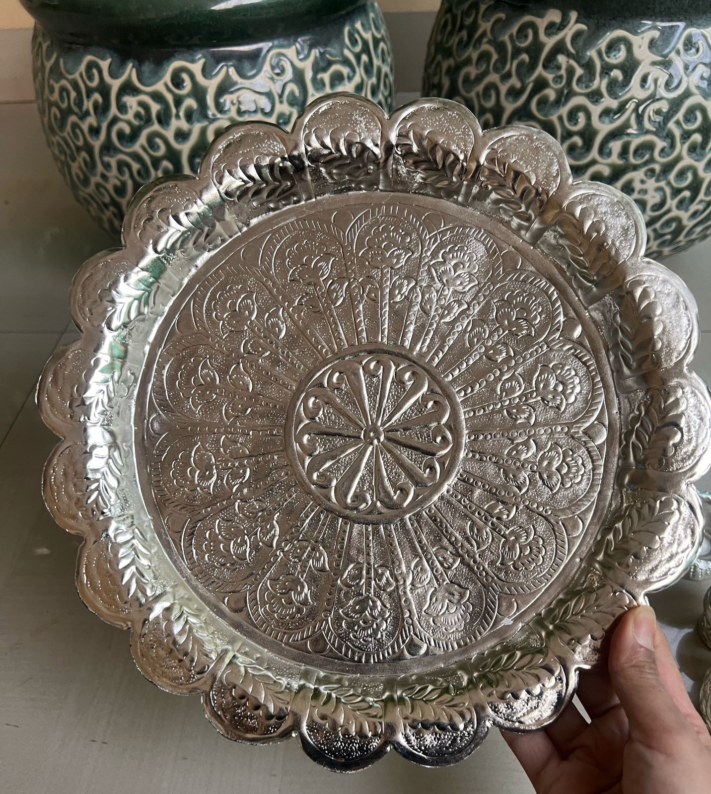 German Silver Pooja thali Set