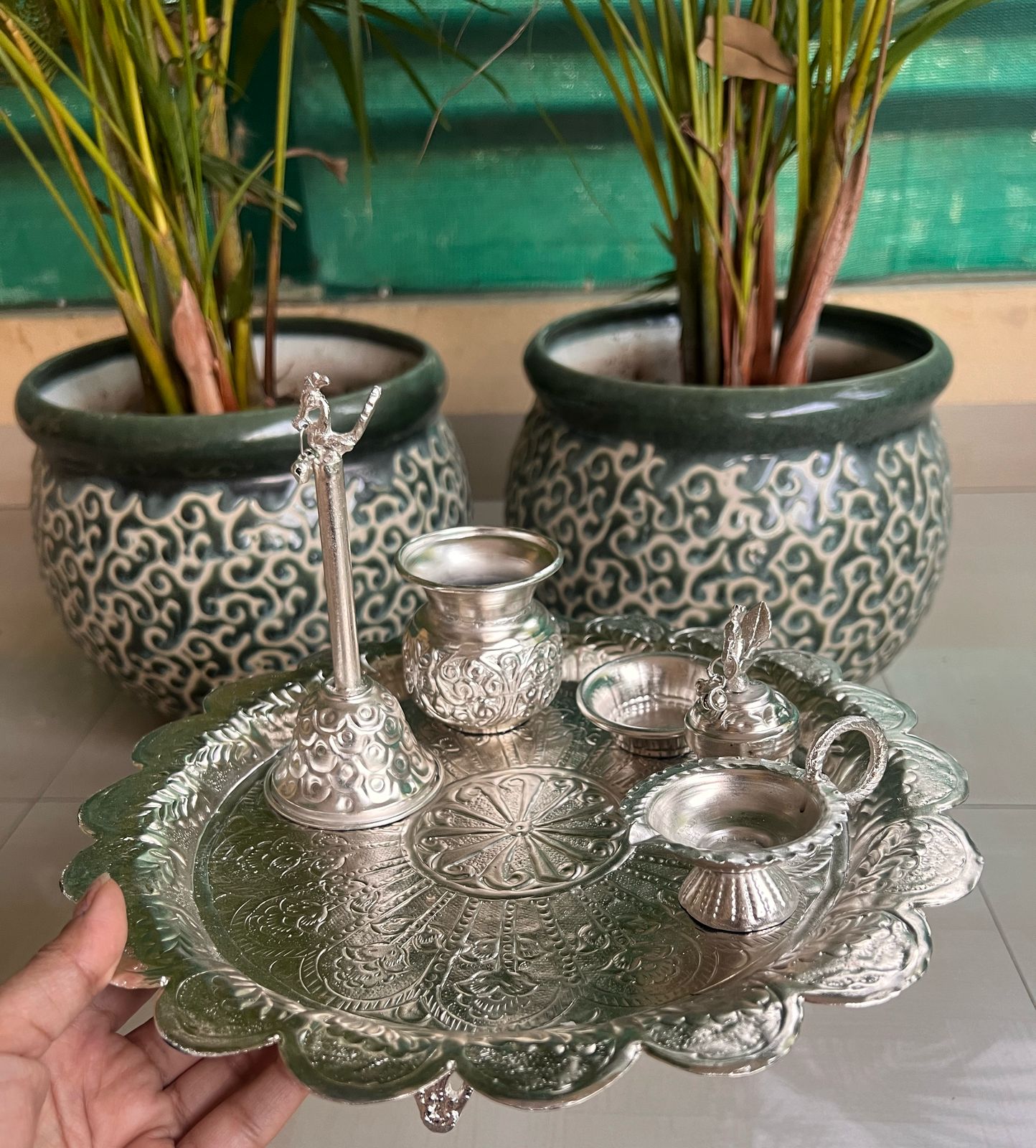 German Silver Pooja thali Set