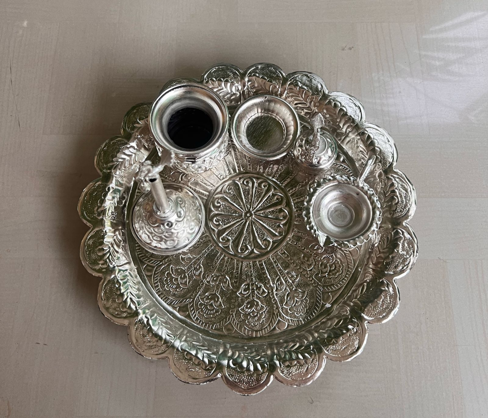German Silver Pooja thali Set
