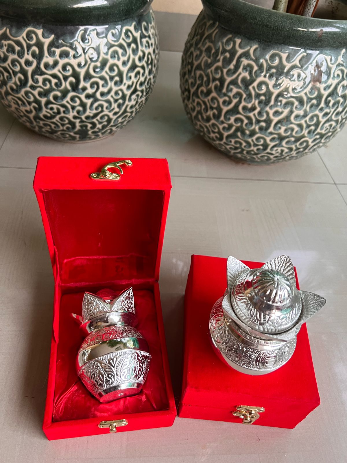 German silver Small mangal kalash in gift box, 1 pieces kalash