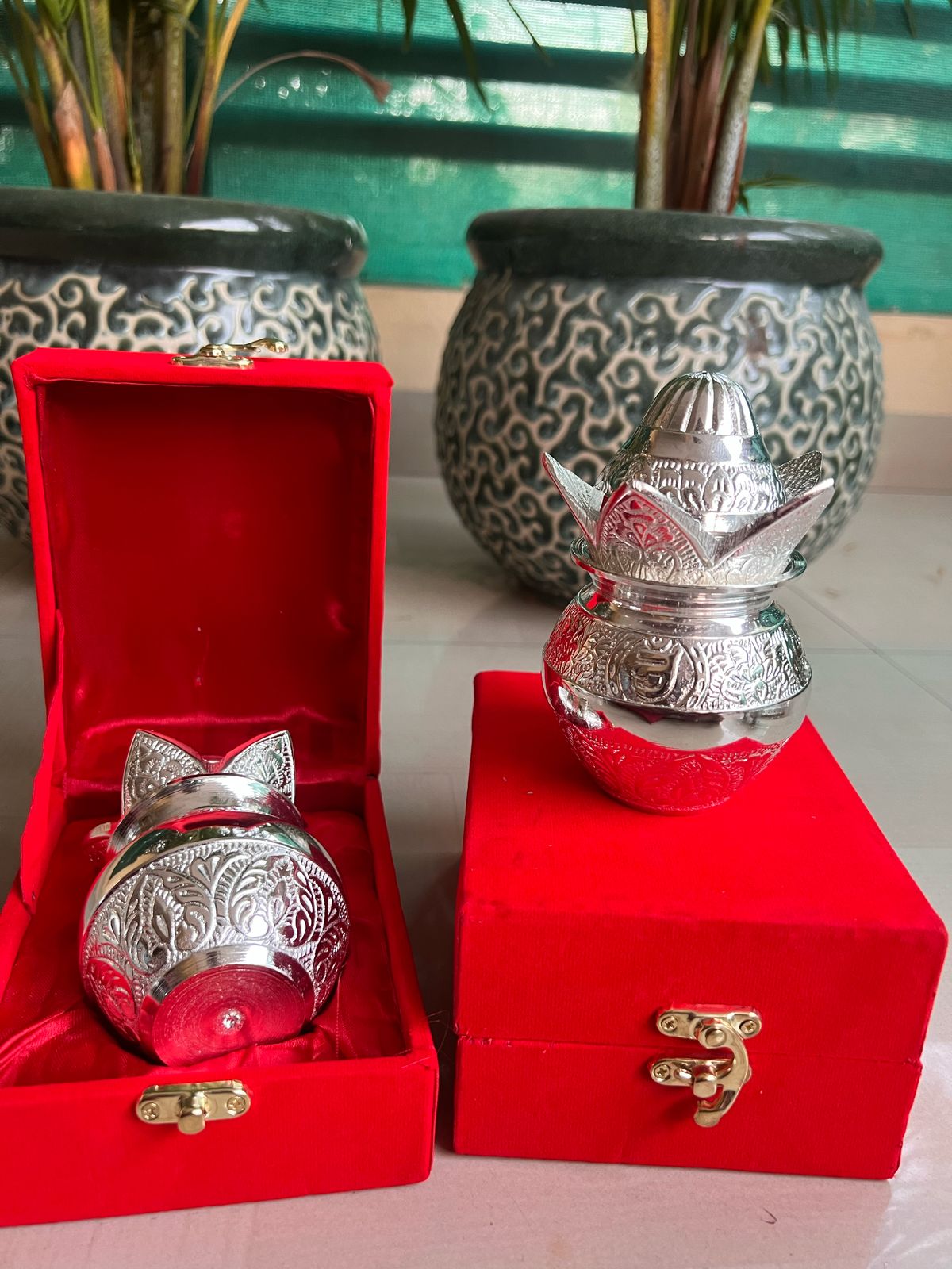 German silver Small mangal kalash in gift box, 1 pieces kalash