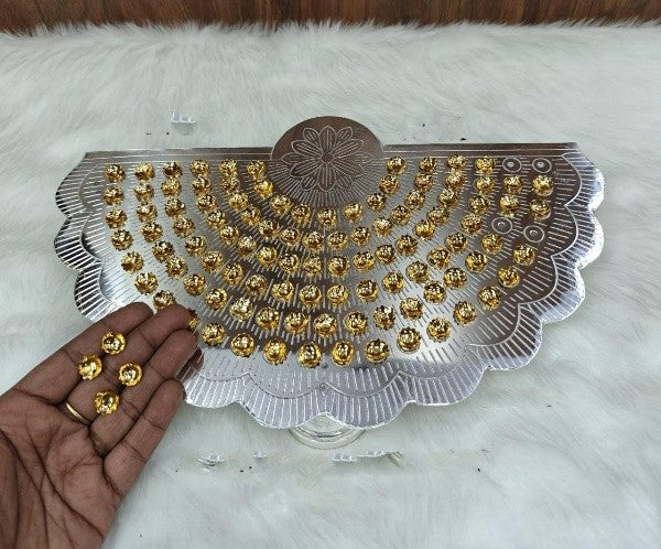 German Silver Silver Stand with 108 Golden Flowers