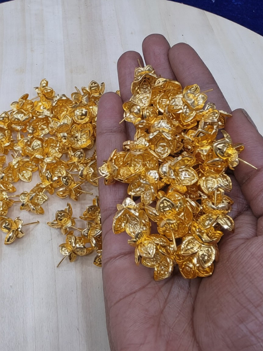 German Silver Golden Lakshmi Engraved Flowers – 108 Piece Ensemble for Housewarming, Pooja & Festive Décor