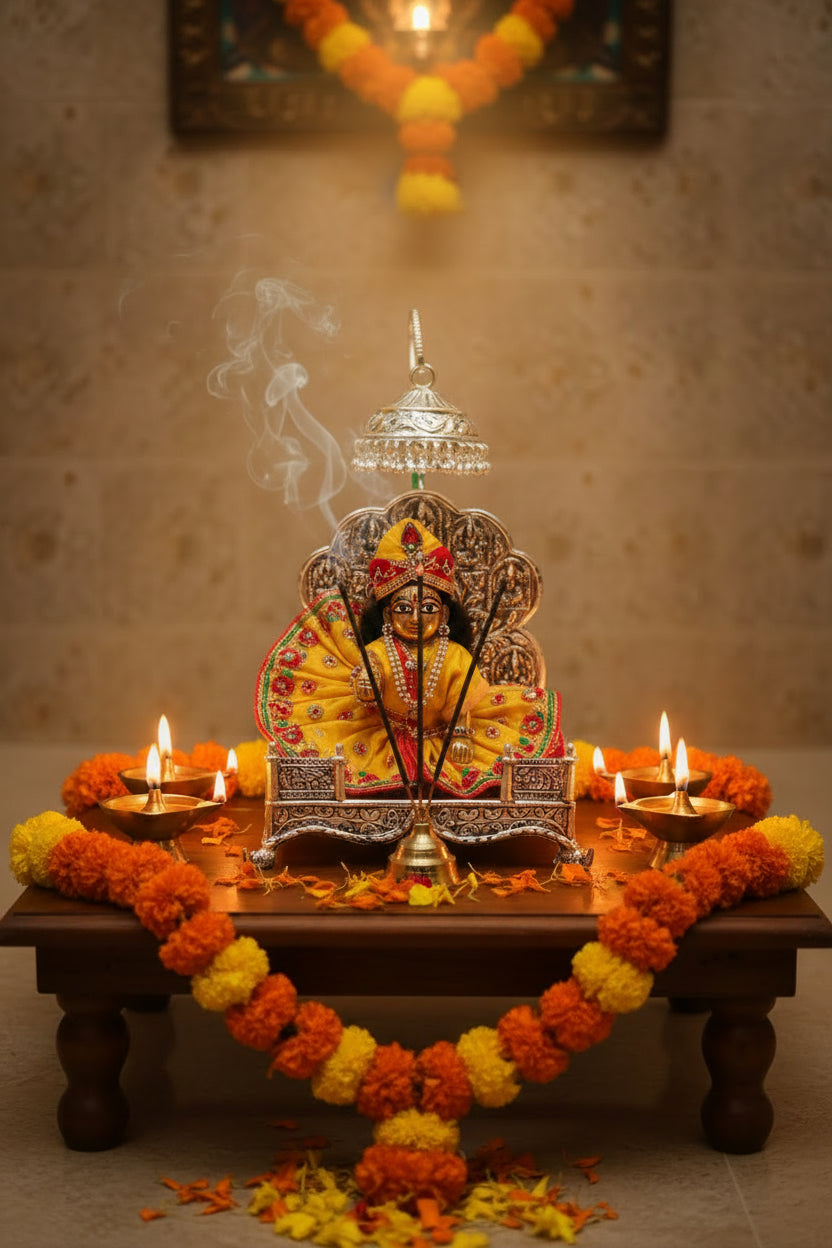 Pure Silver Plated ashtha lakshmi  Singhasan with Antique Finish – Detachable Chattar Pattern for Pooja & Housewarming Décor
