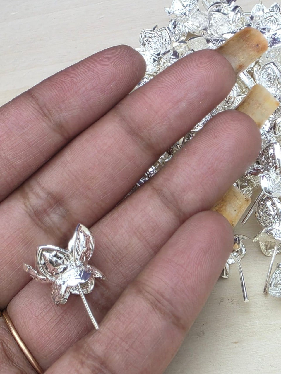 German Silver Lakshmi Engraved Flowers – 108 Piece Ensemble for Housewarming, Pooja & Festive Décor, silver