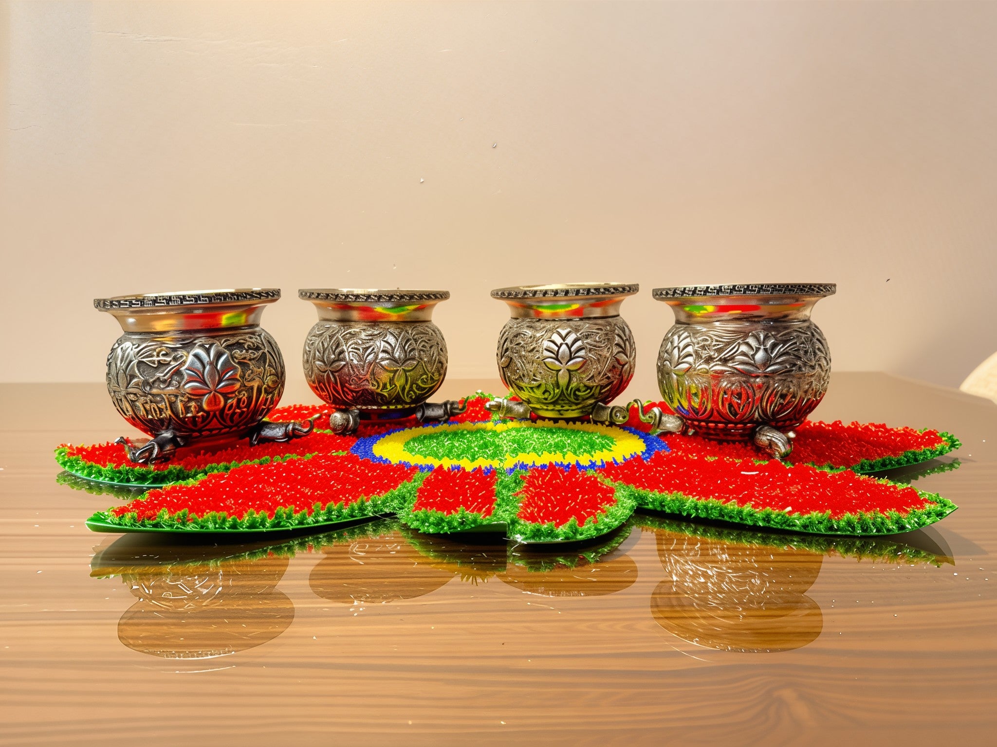 german silver fully carved big size elephant legs bowl set