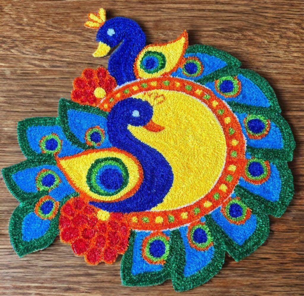 double peacock rangoli mats for home décor/ diwali/ gift item
