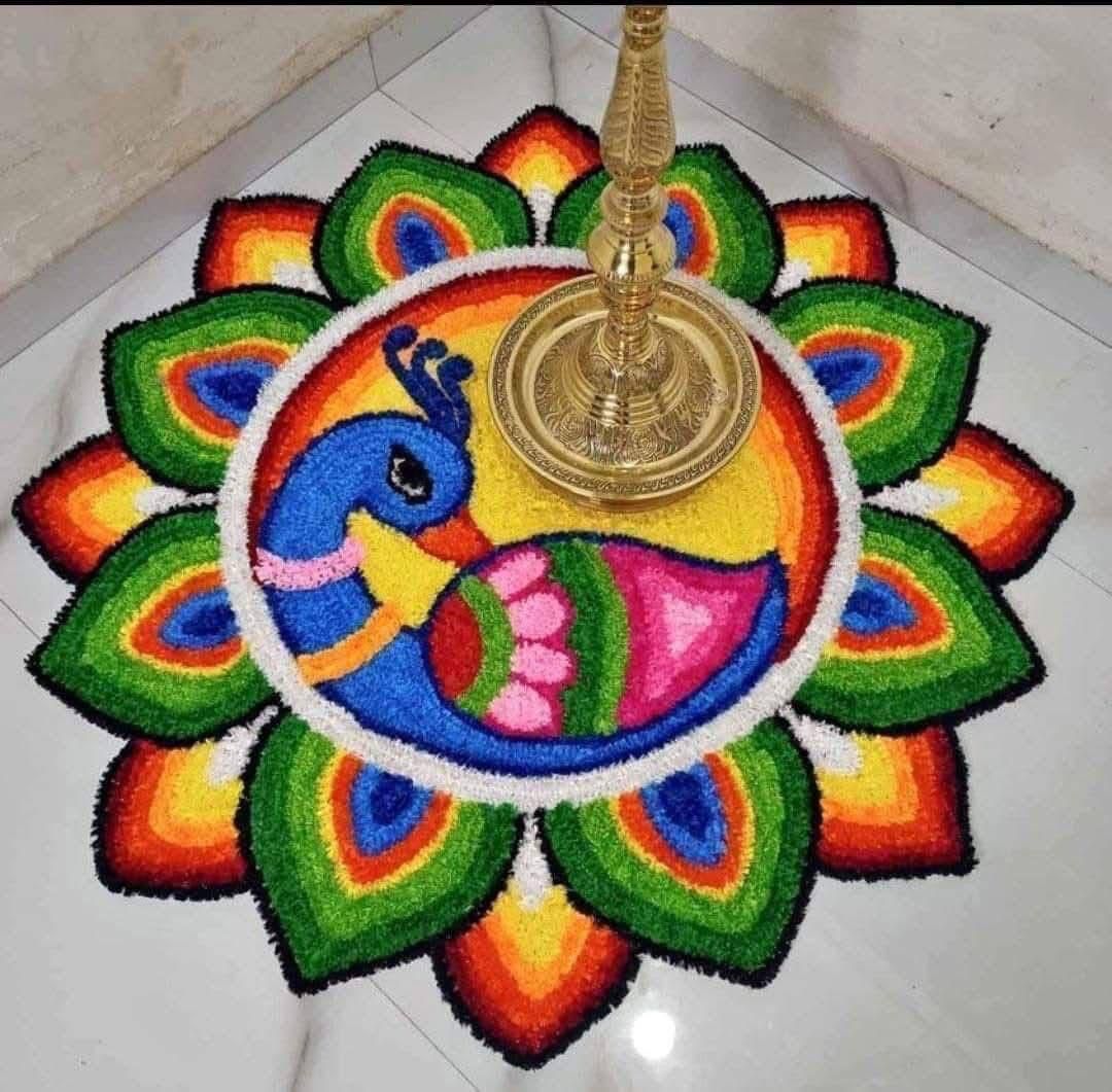 multicolor peacock rangoli mats for home décor/ diwali/ gift item