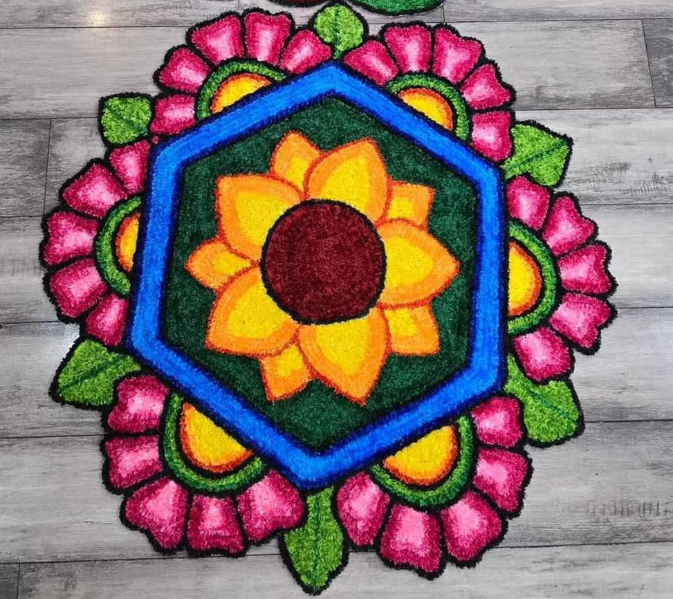 flower multicolor rangoli mats for home décor/ diwali/ gift item