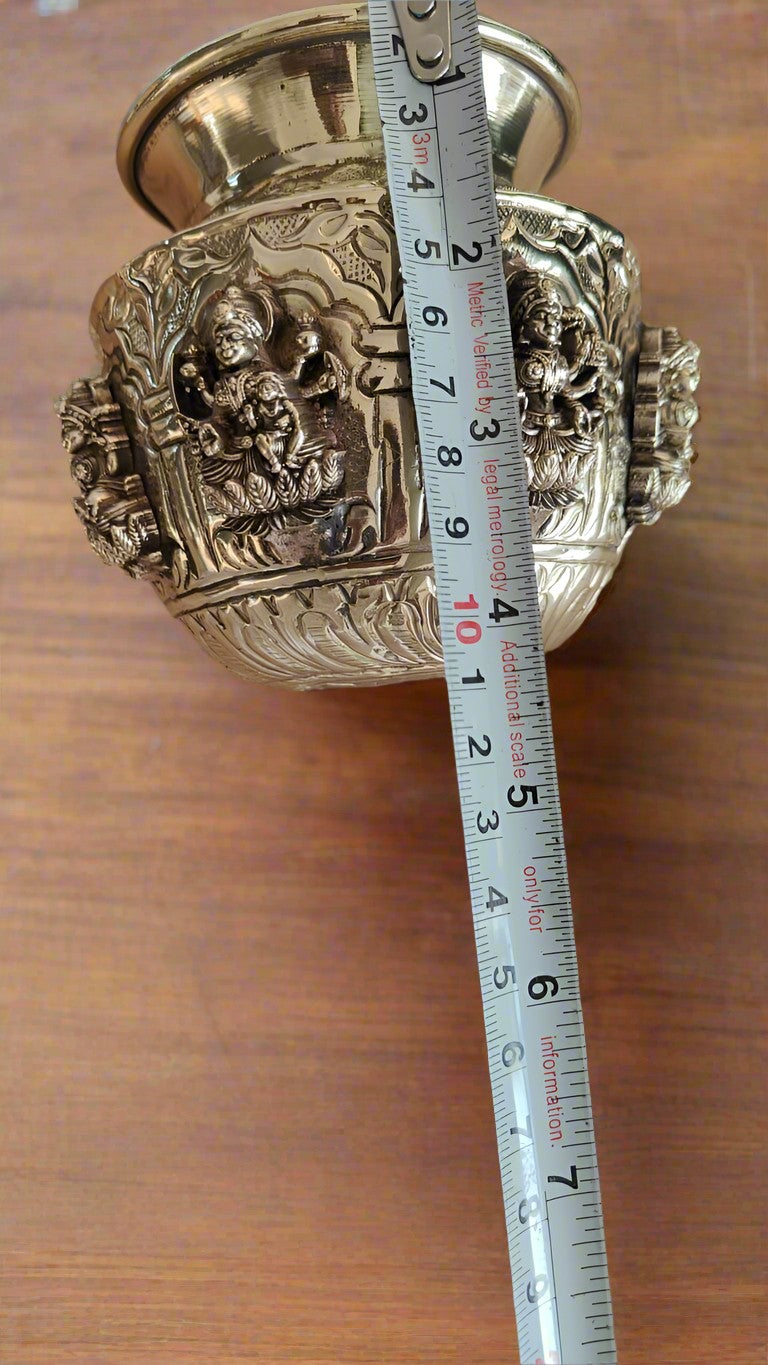 brass antique finish asthalakshmi kalash 4" for diwali pooja
