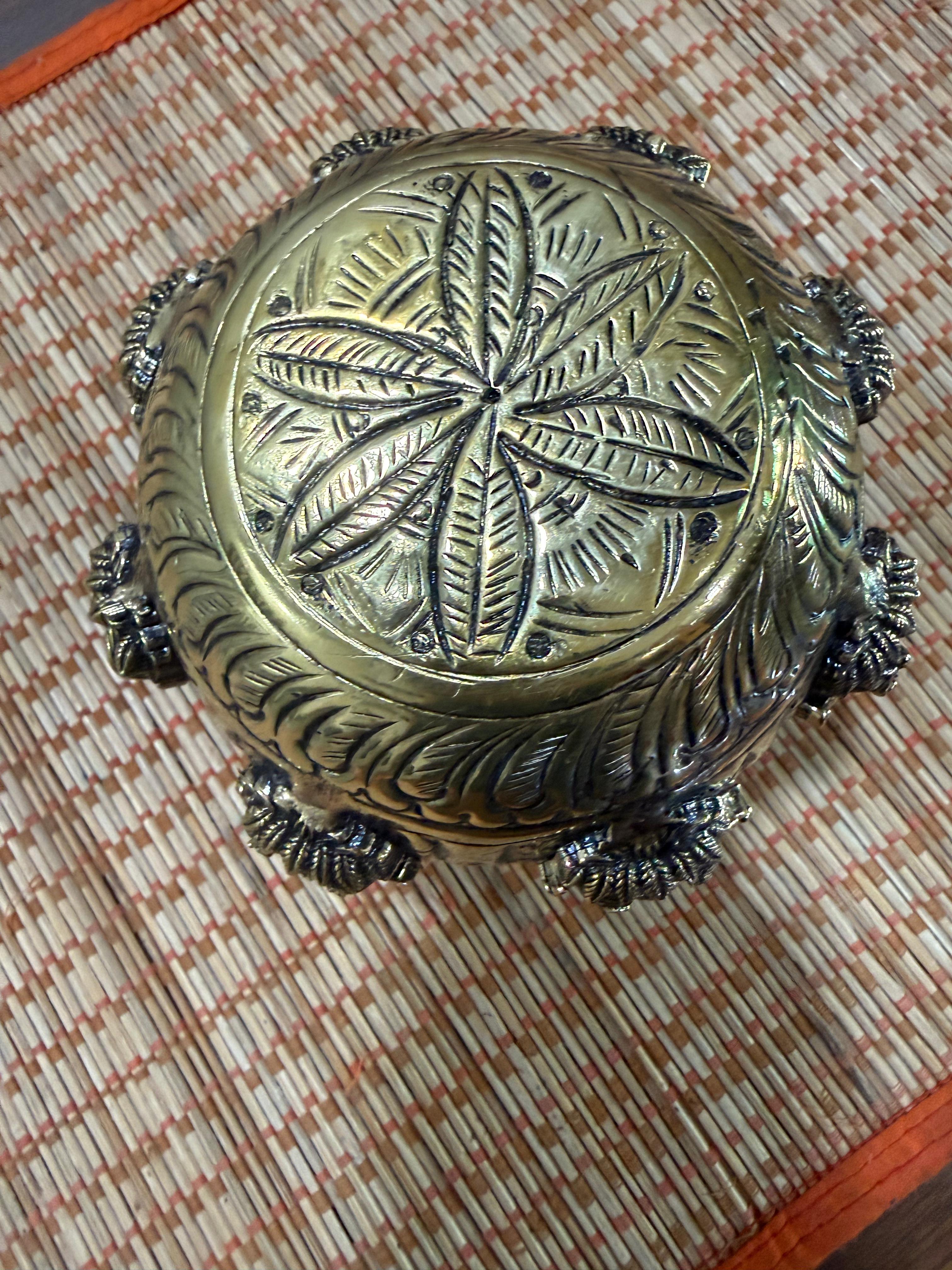 brass antique finish asthalakshmi kalash 4" for diwali pooja