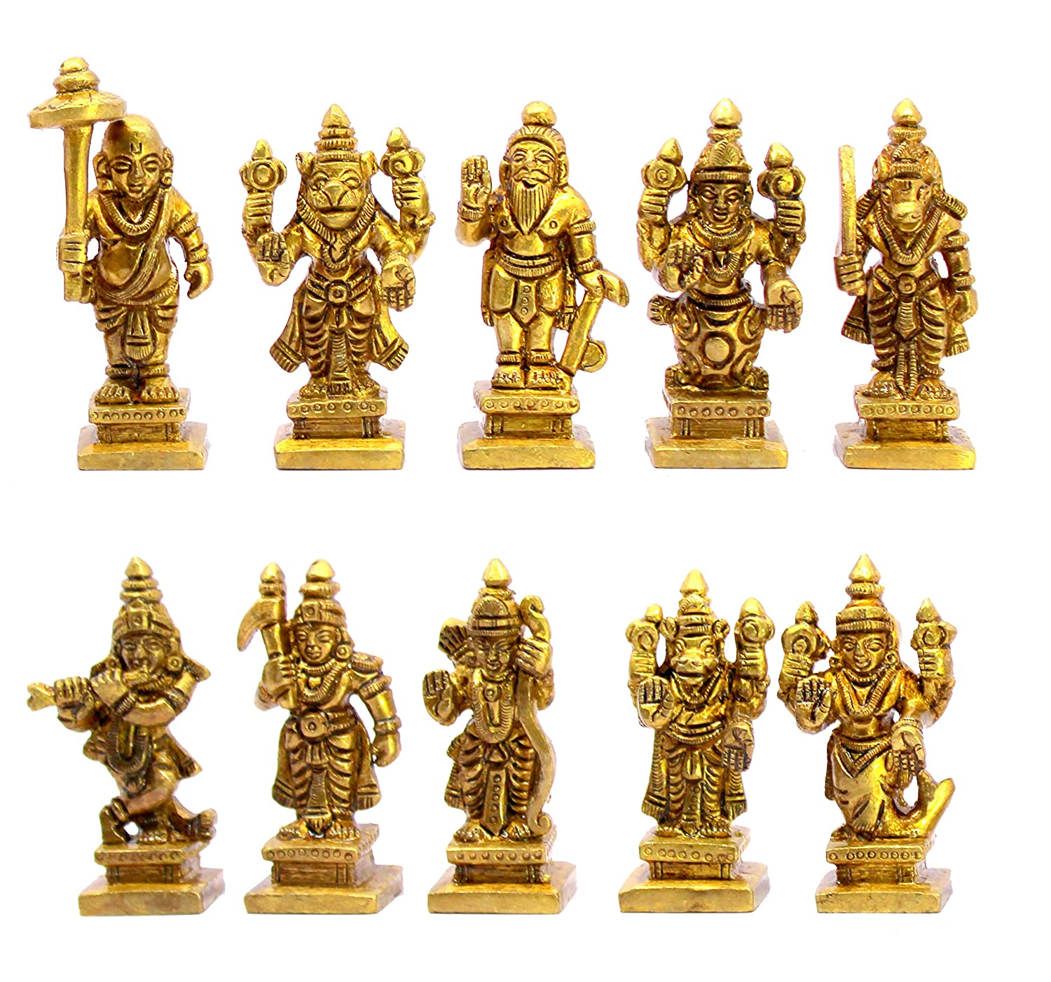 Brass Vishnu Dash Avatar Dashavatara – Ten Incarnations Avtar's of Lord Vishnu,