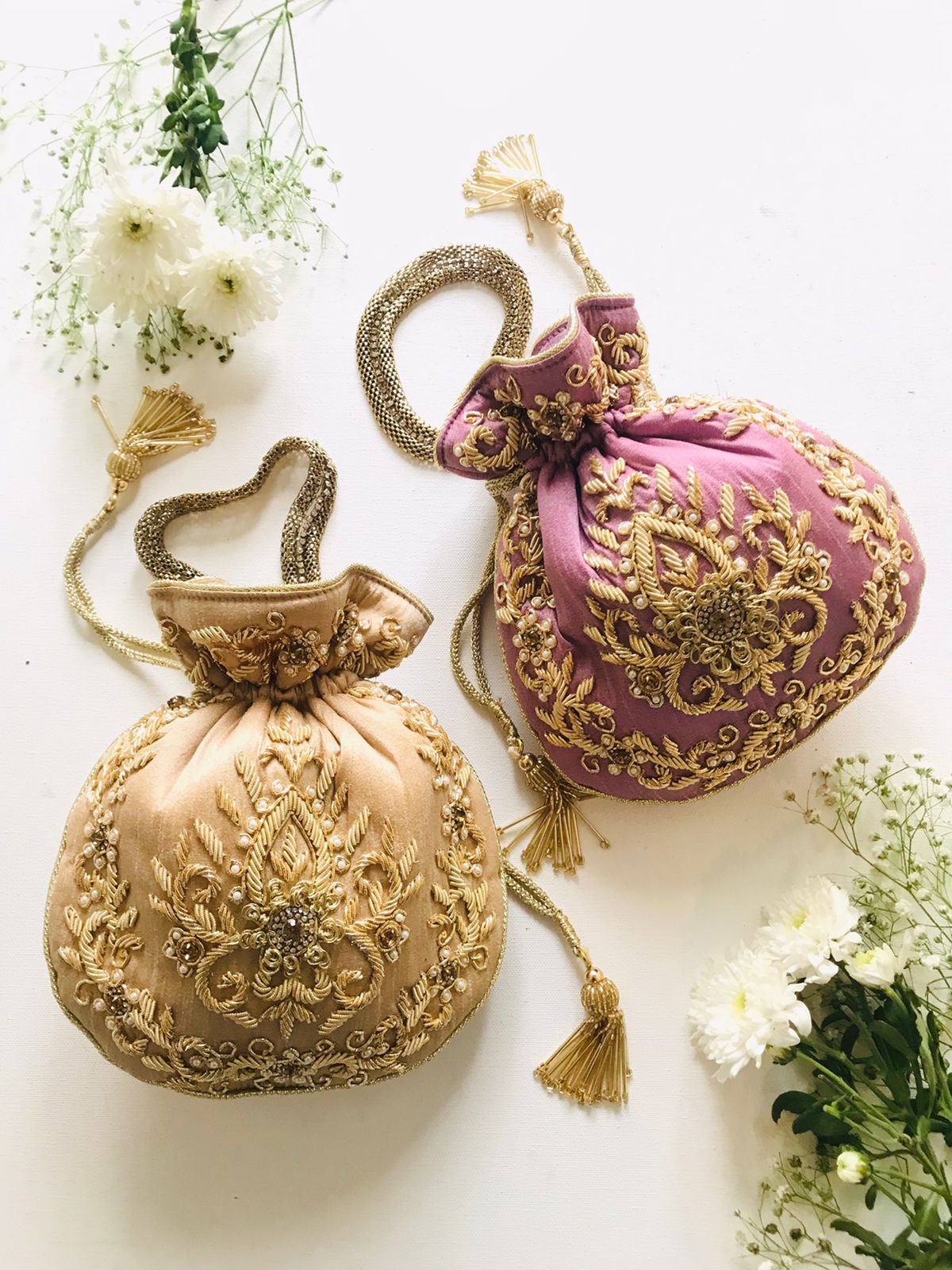 beautiful handmade embroided set of 10 colorful potli set give away gift items