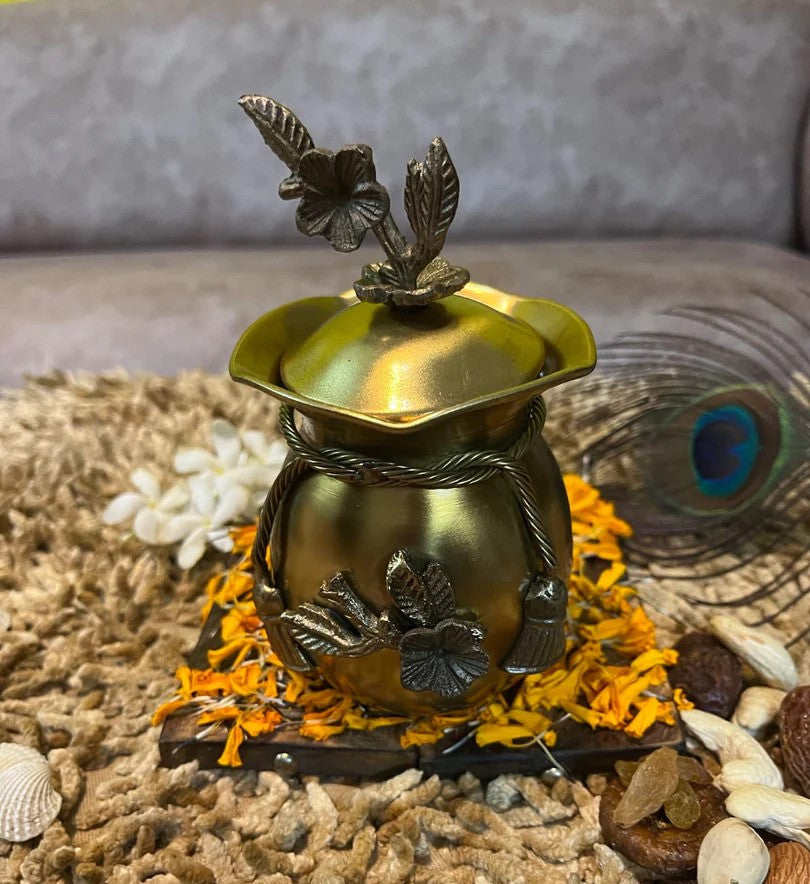 Brass Antique finish Dry Fruits Potli jar/box/gift item - set of 2 jars