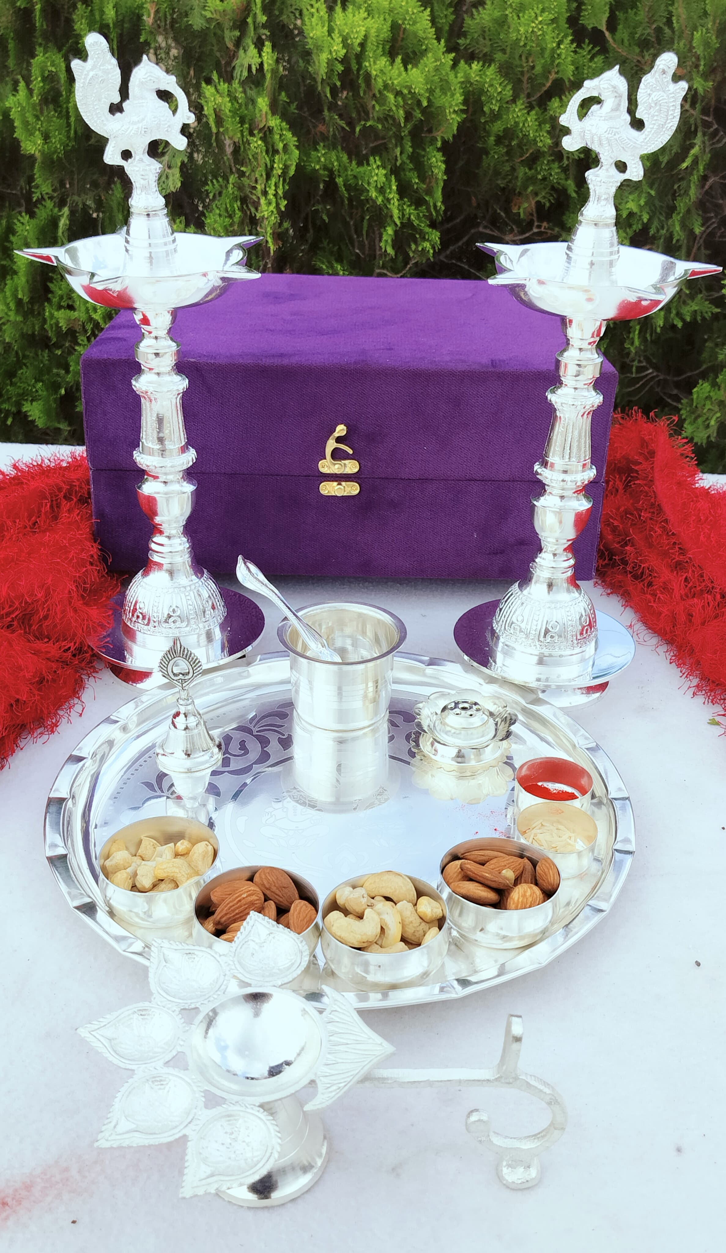 German silver complete Pooja set for Diwali/ housewarming pooja