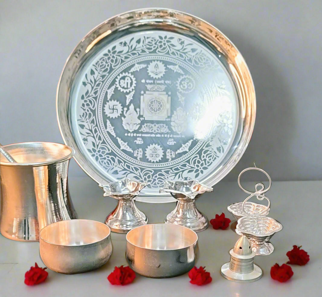 German silver pooja Regular Pooja set for housewarming/ diwali