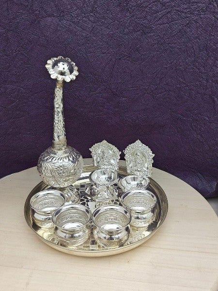 german silver welcoming kit for housewarming pooja/ diwali