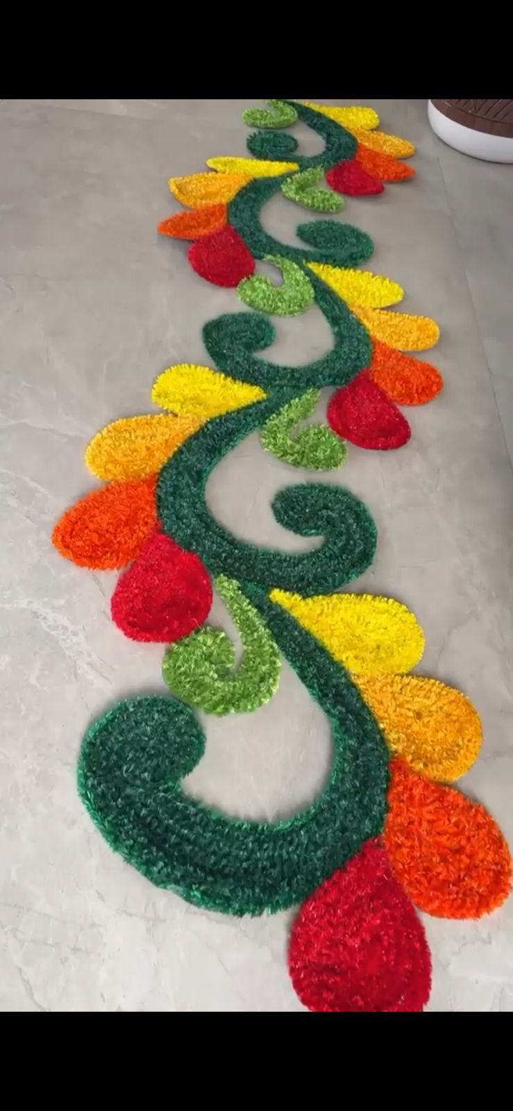 Cutwork Rangoli Mat – Feather Yarn Soft Design for Elegant Home & Festival Décor, 36"