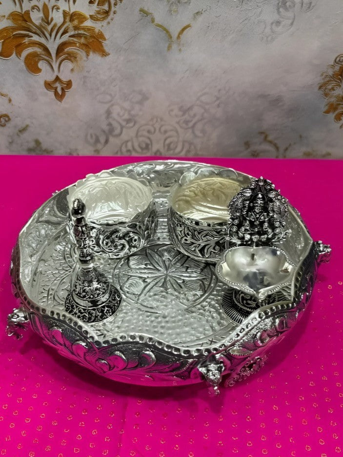 silver plated urli tray pooja set for diwali/ housewarming/ home décor