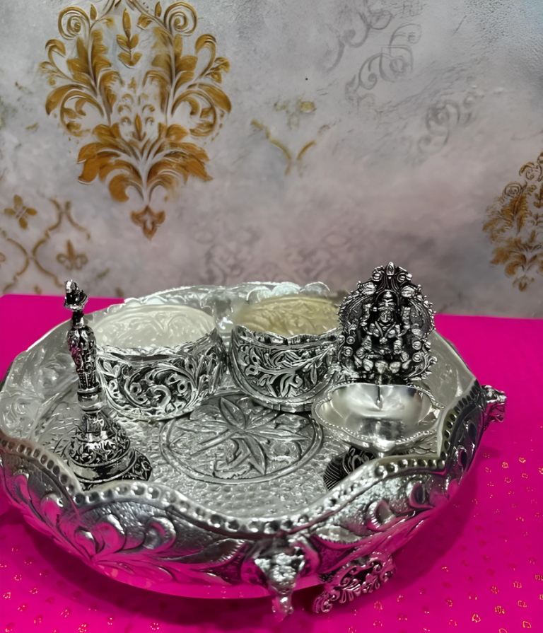silver plated urli tray pooja set for diwali/ housewarming/ home décor