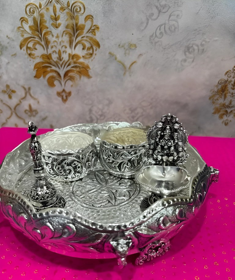 silver plated urli tray pooja set for diwali/ housewarming/ home décor