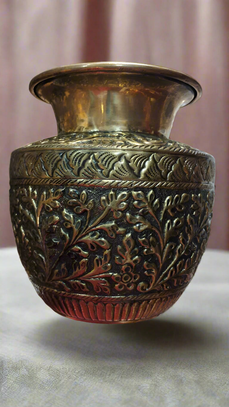 brass nakashi antique finish kalash for diwali / home décor/ gift item/ housewarming