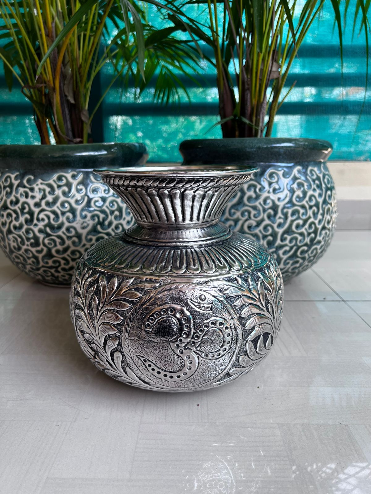 german silver kalash big size for diwali/ housewarming