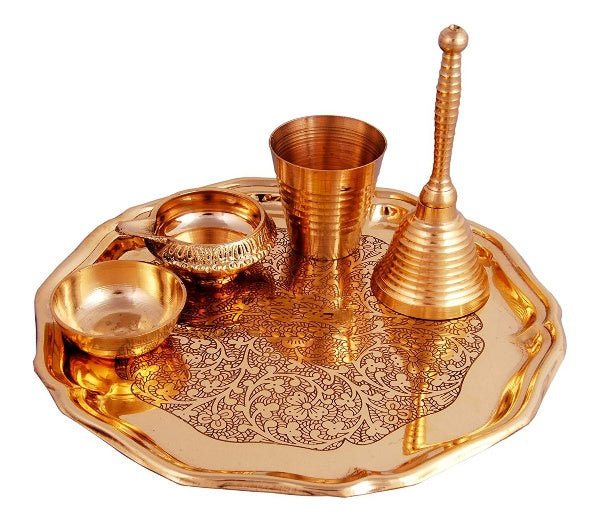Brass Etched Pooja thali Set for Varalakshmi / Diwali/ housewarming pooja