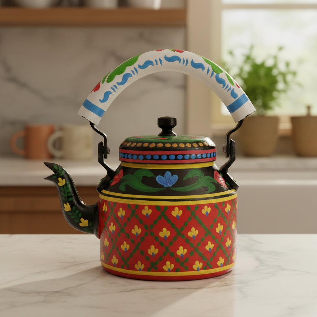 Colorful Handmade Kettle Décor | Bright Home Accent | Unique Kitchen Decoration, multicolor