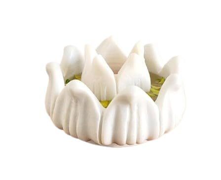 set of 2, lotus marble urli with lotus tea light holder for home décor/gift item