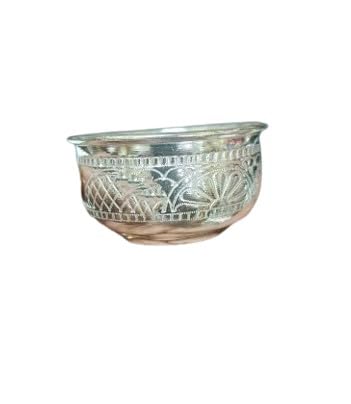 indiancraftsbykanika pure german silver set of 10 small bowls for prasad/sweets/gift item for diwali/housewarming, 2" bowl