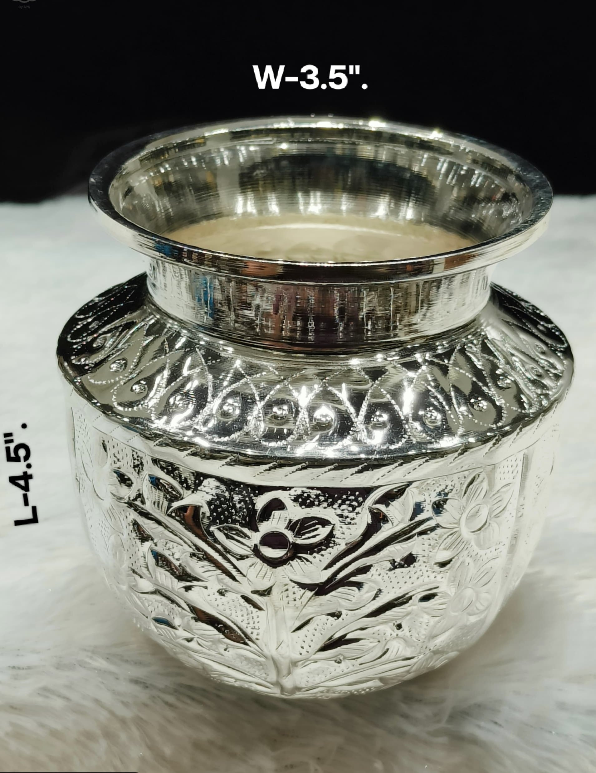 silver plated flower nakashi desgn kalash for diwali/ housewarming