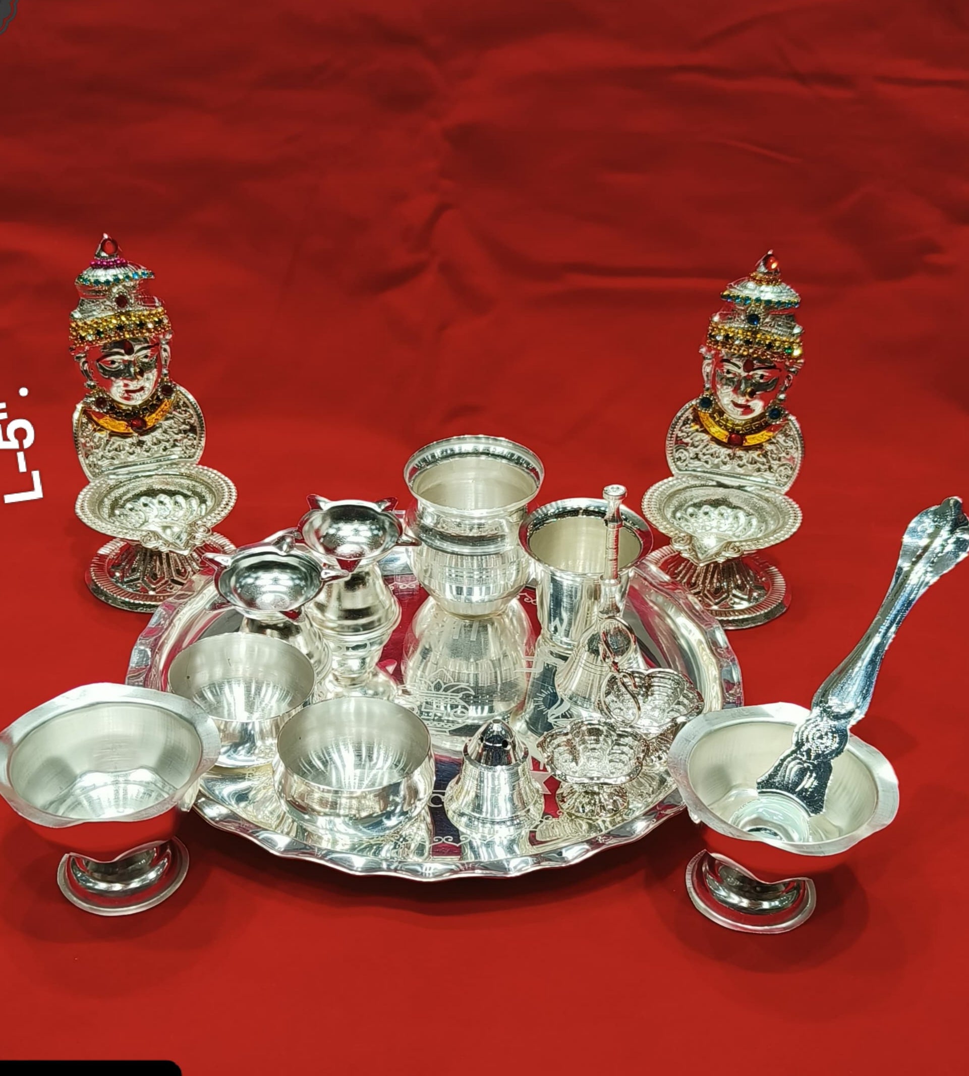 silver plated 15 pieces pooja thali set for housewarming pooja/ diwali