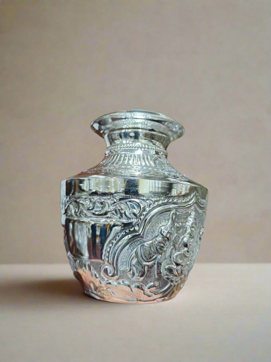 German silver washable astalakshmi design/ gajalakshmi design kodapana, 7" for pooja