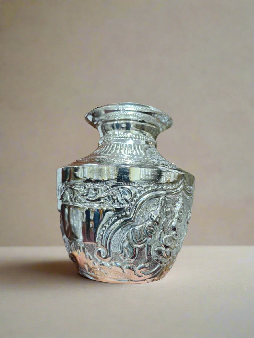 German silver washable astalakshmi design/ gajalakshmi design kodapana, 7" for pooja