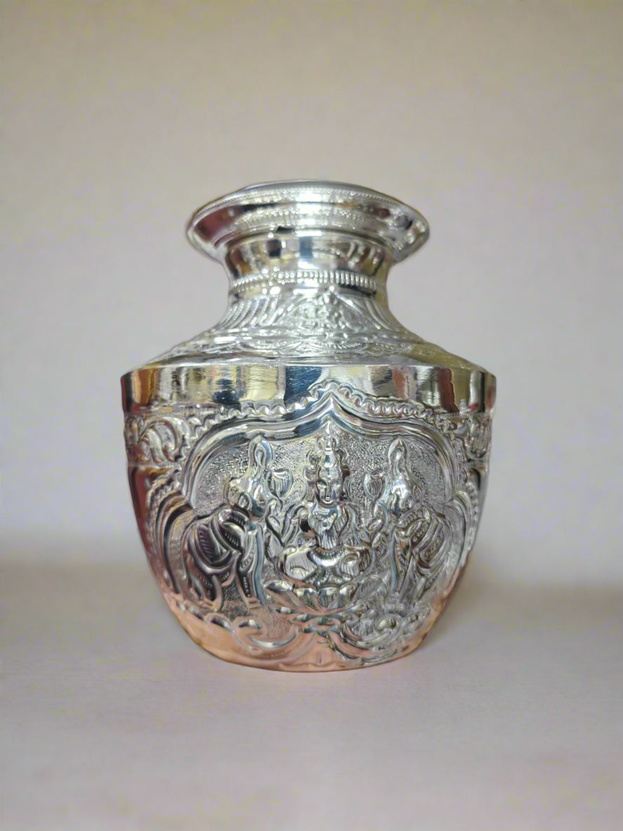 German silver washable astalakshmi design/ gajalakshmi design kodapana, 7" for pooja