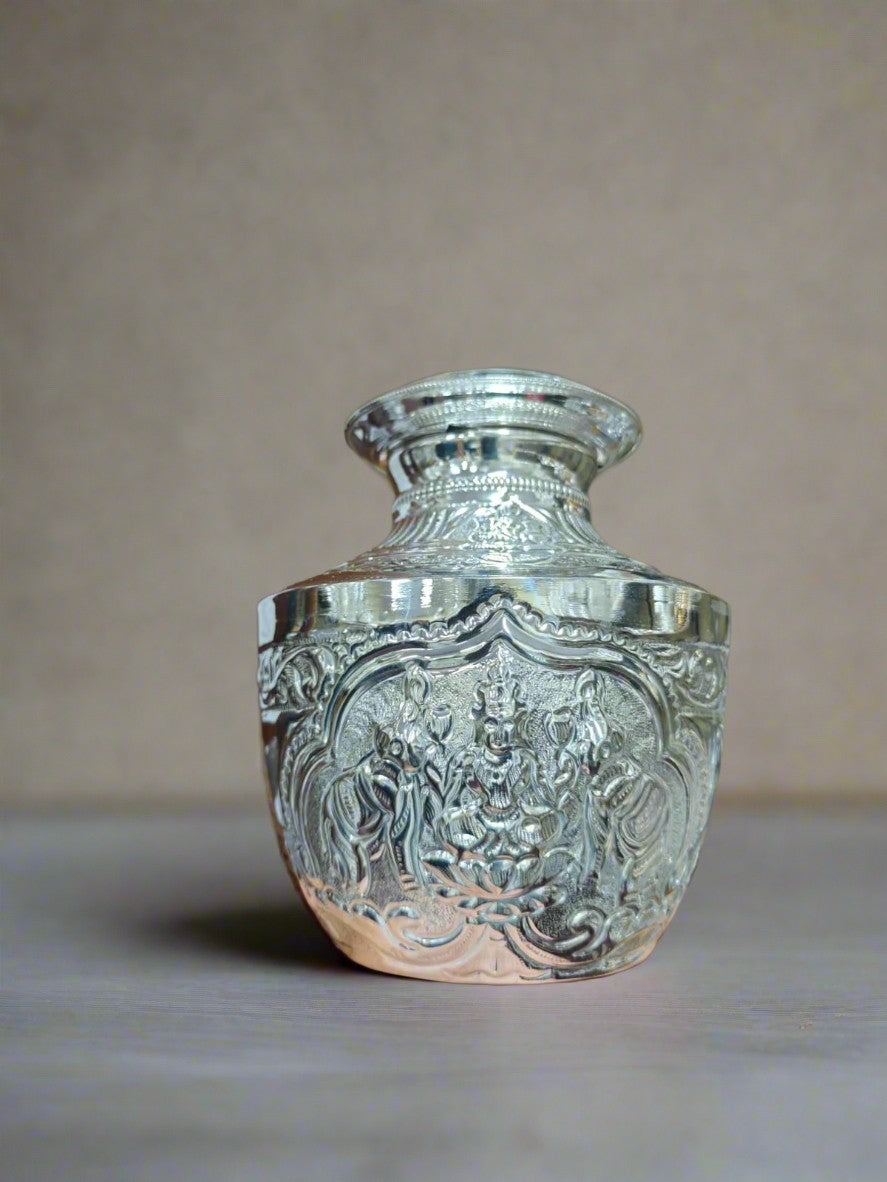 German silver washable astalakshmi design/ gajalakshmi design kodapana, 7" for pooja