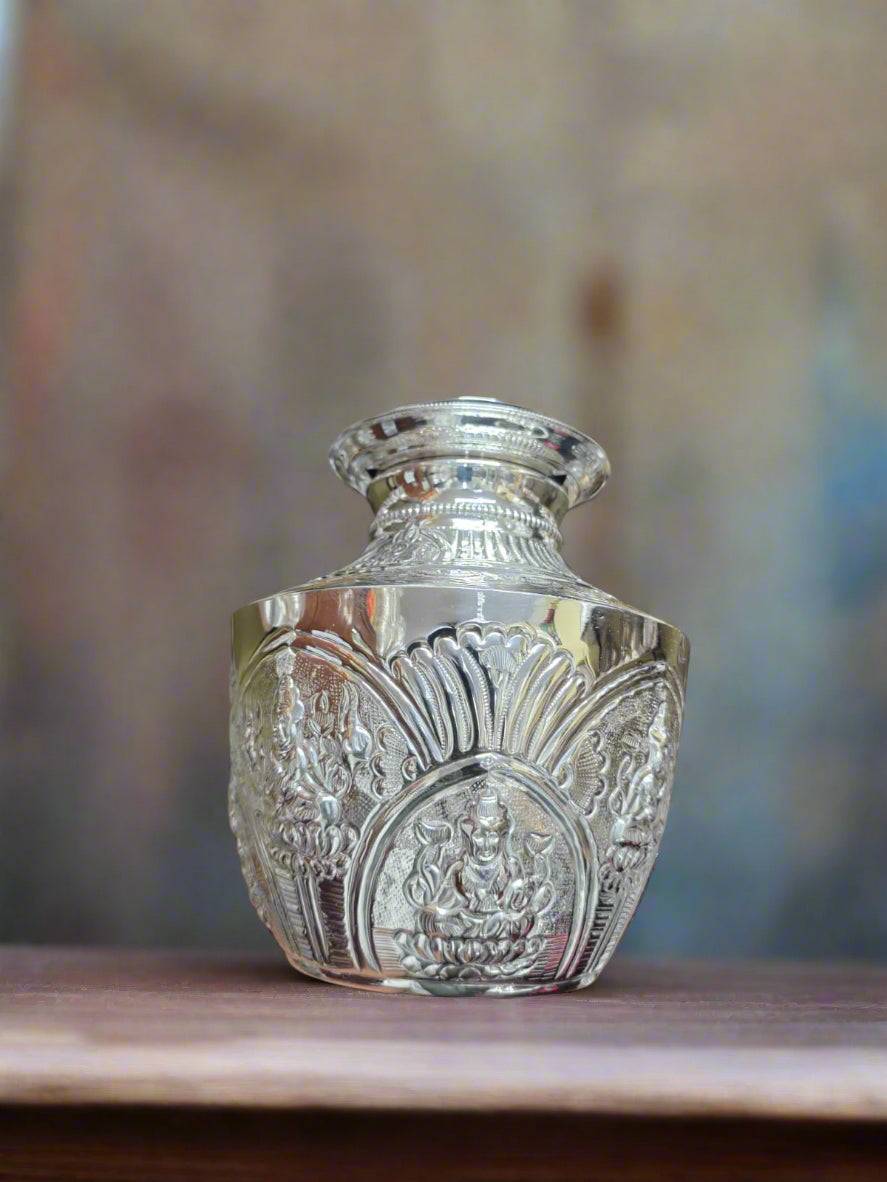 German silver washable astalakshmi design/ gajalakshmi design kodapana, 7" for pooja